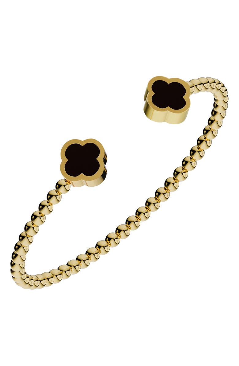 GABI RIELLE Clover Flex Cuff Bracelet, Main, color, Gold/Black