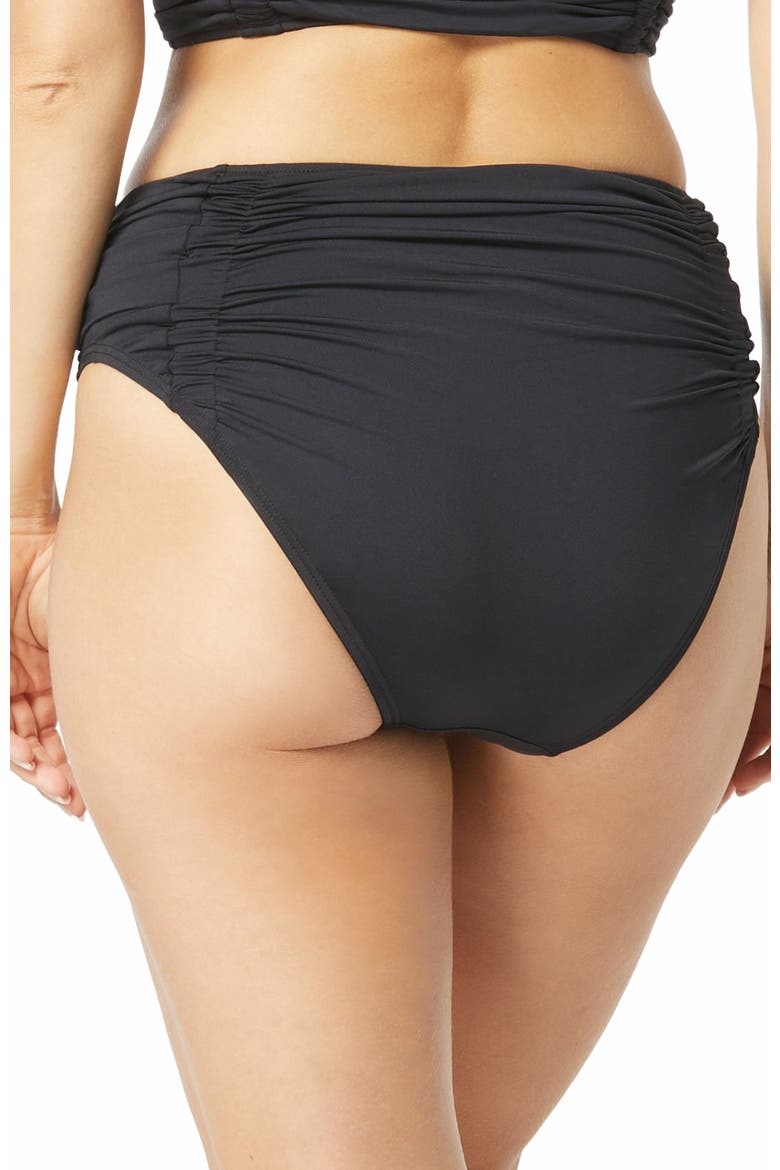 Solid Shirred Bikini Bottom, Alternate, color, 001-Black