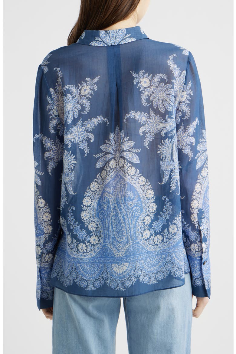 Paloma Print Cotton & Silk Shirt, Alternate, color, MIDNIGHT MULTI