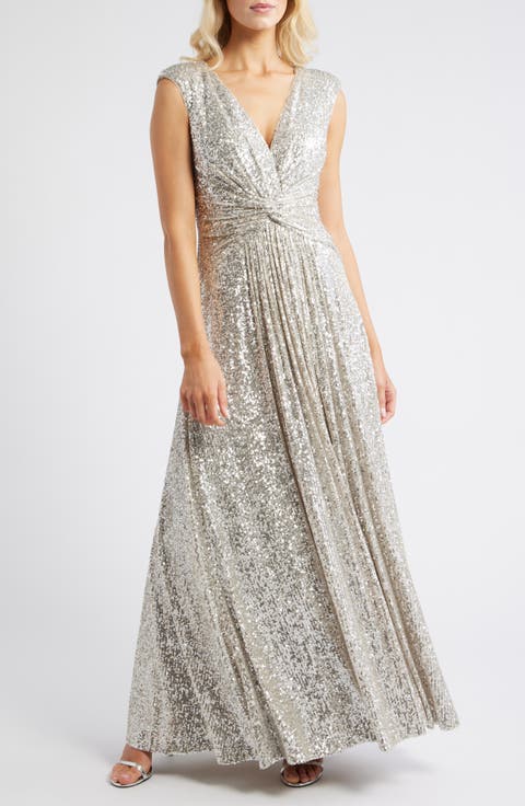 Sequin Twist Front Gown