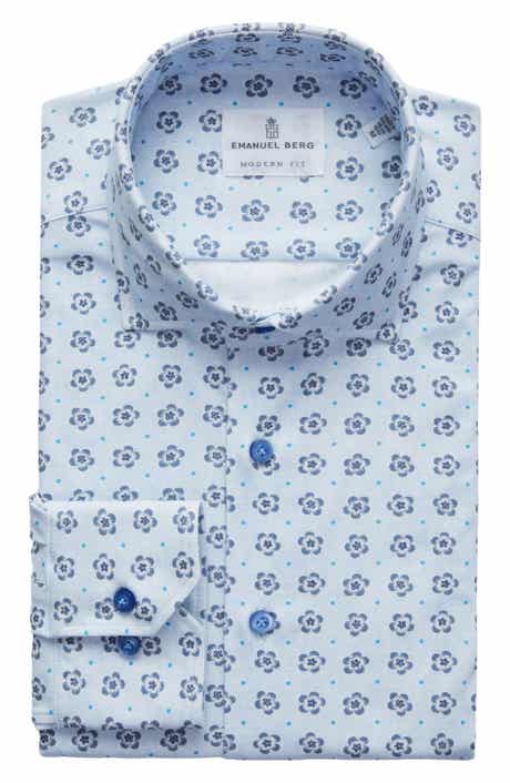 Emanuel Berg Modern Fit 4 Flex Stretch Knit Button-Up Shirt