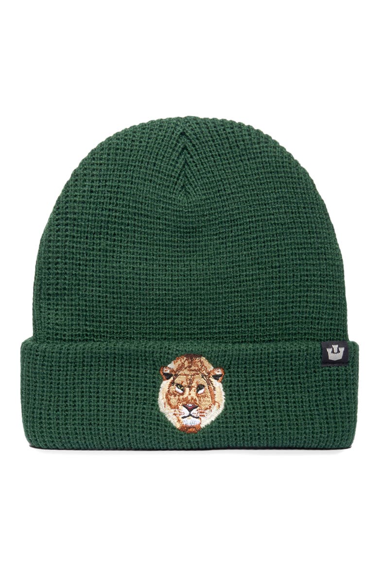 Ribbed Lion Beanie, Main, color, GREEN