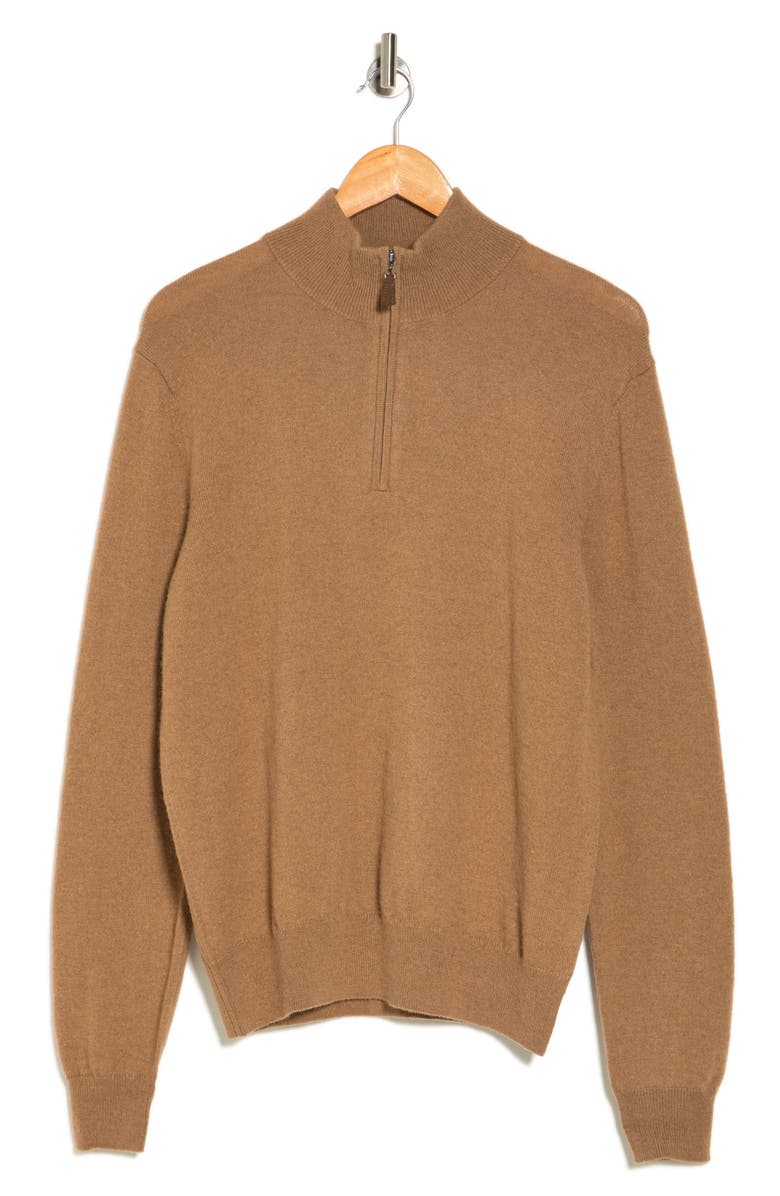 Bruno Magli Quarter Zip Camel Hair Pullover, Alternate, color,