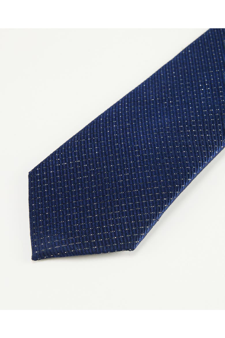 Grid Light Silk Jacquard Tie, Alternate, color, Navy