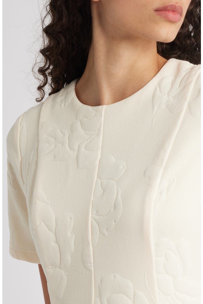 Floral Jacquard Fit & Flare Dress, Alternate, color, ECRU