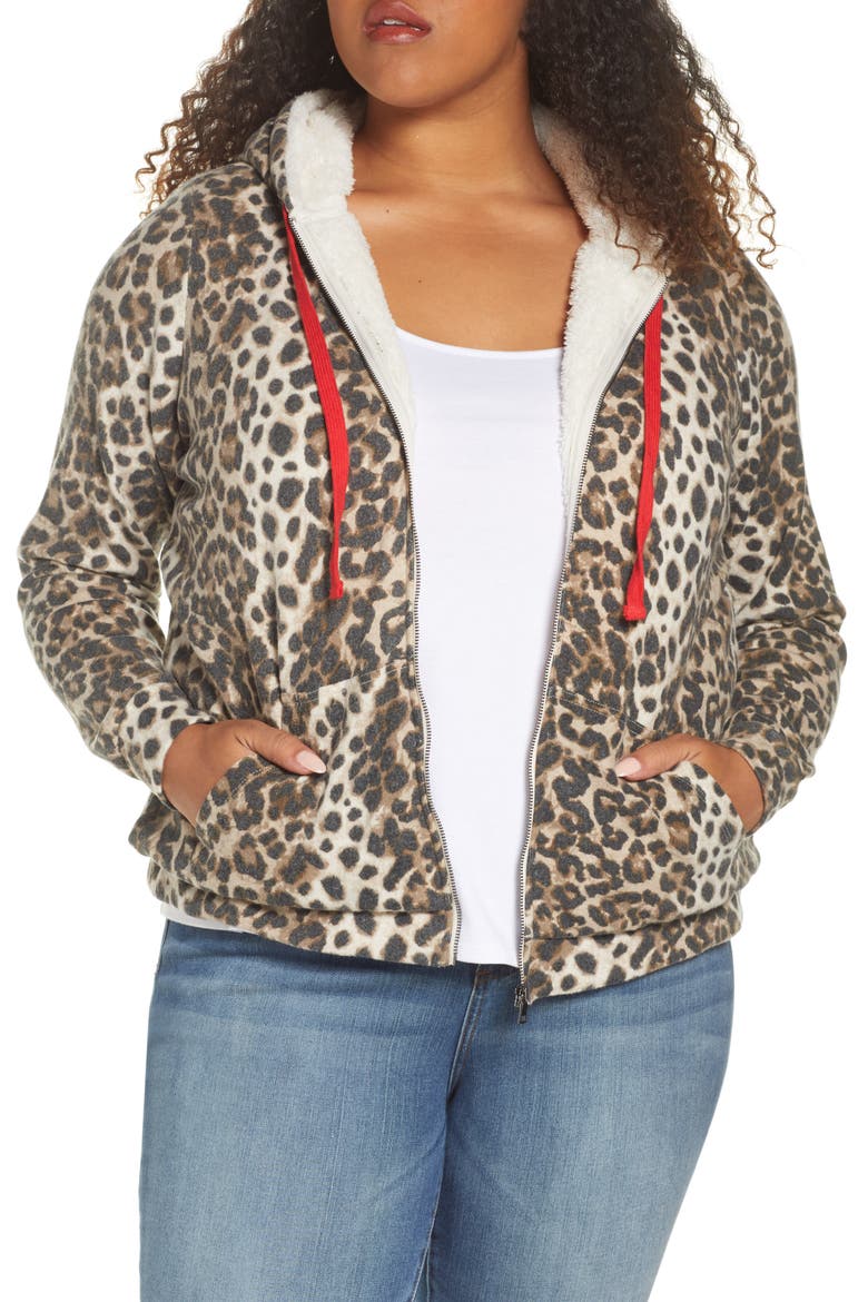 Remington Faux Shearling Lined Hooded Jacket, Main, color, BROWN ANIMAL