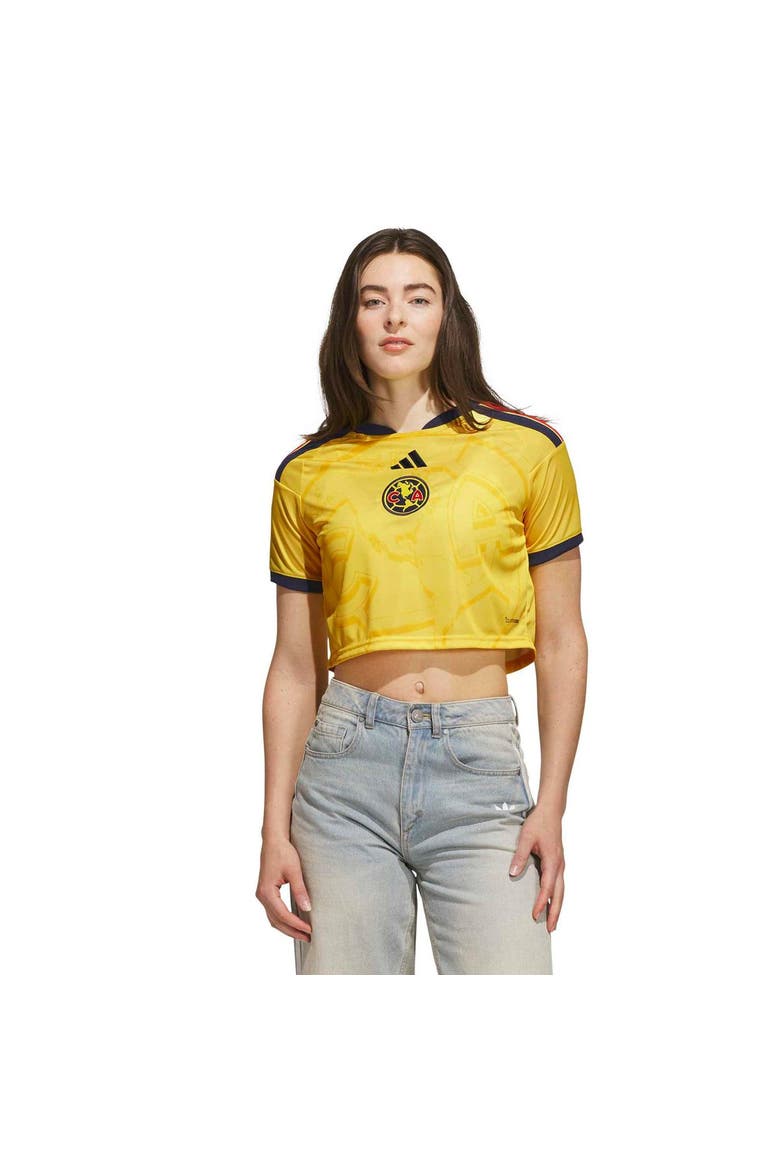Women's adidas Yellow Club America 2026/27 Home Cropped Replica Jersey, Main, color, Yellow