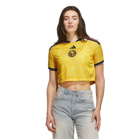 Women's adidas Yellow Club America 2026/27 Home Cropped Replica Jersey