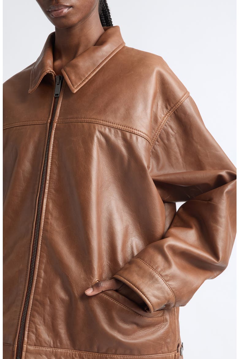 Jocelyn Silky Leather Jacket, Alternate, color, TAN