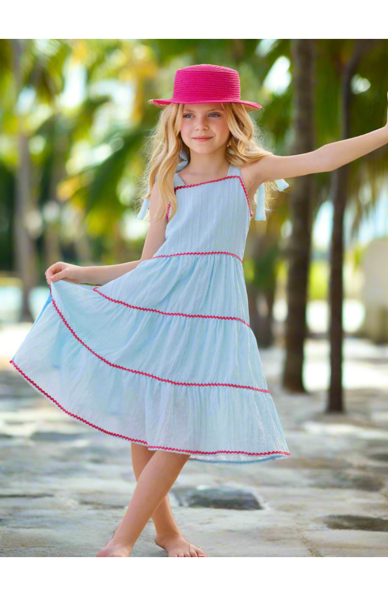 Mia Belle Girls Girls Seaside Breeze Tiered Midi Dress, Alternate, color, Blue