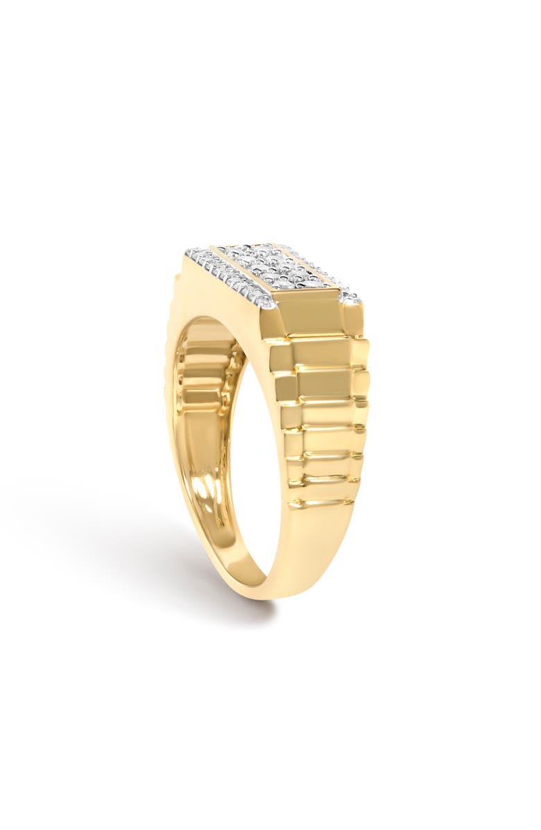 Haus of Brilliance Men's 14K Yellow Gold Plated Sterling Silver Natural 1/2 Cttw Diamond Rectangular Halo Band Ring, Alternate, color, Yellow Gold Over Silver