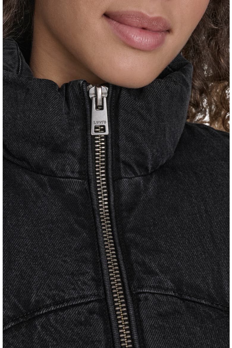Western Denim Puffer Jacket, Alternate, color, BLACK WASH DENIM
