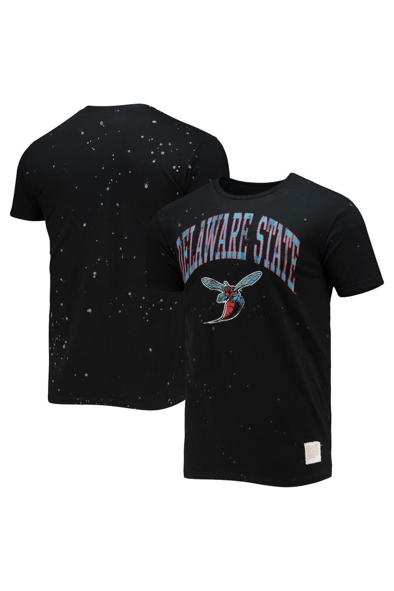 Men's Original Retro Brand Black Delaware State Hornets Bleach Splatter T-Shirt, Main, color, Black