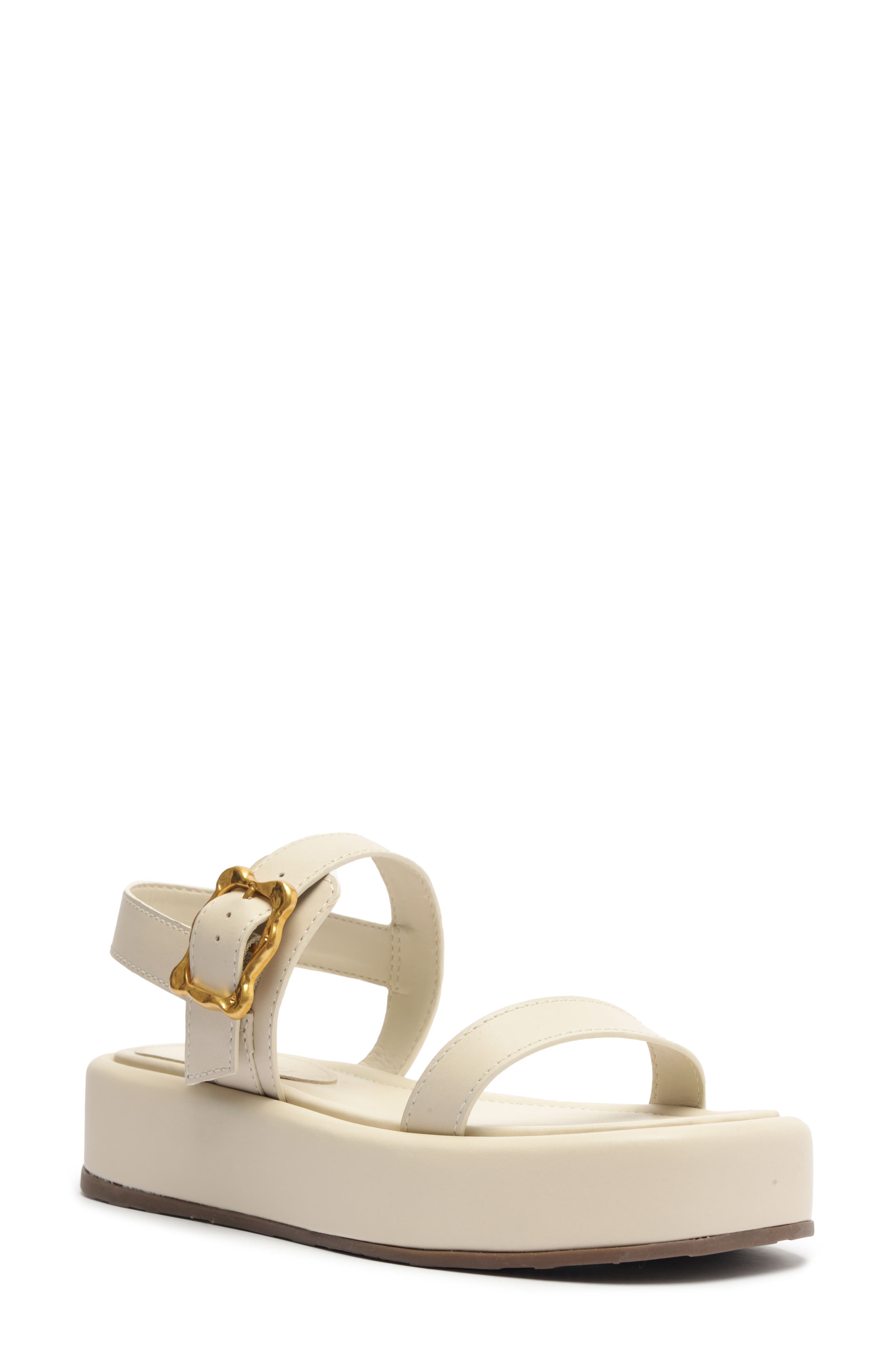 Wavy Ankle Strap Platform Sandal, Main, color, PEARL