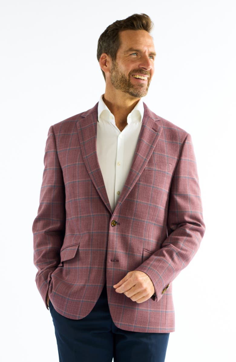 SAVILE ROW CO Windowpane Sport Coat, Alternate, color, Berry