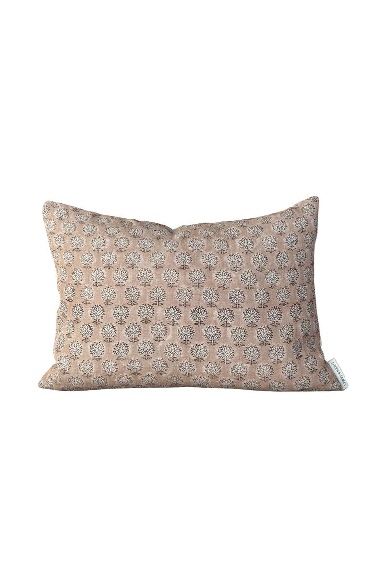 Linen & James Rosie | Soft Blush Floral Handblock Pillow Cover, Main, color,