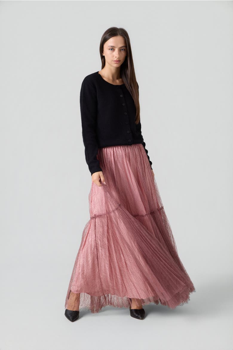 Lace Maxi Skirt, Alternate, color, Rose