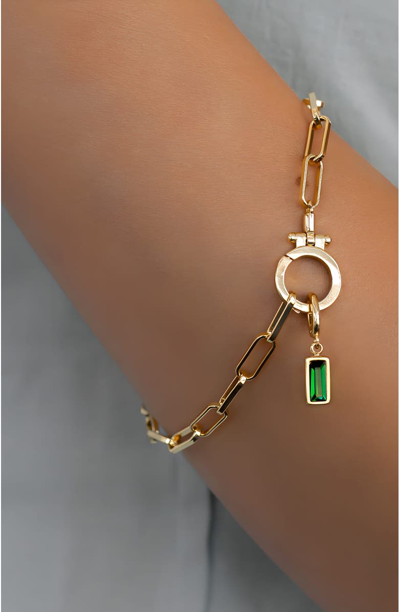 Mint & Lily Dainty Baguette Birthstone Charm, Alternate, color, May Emerald