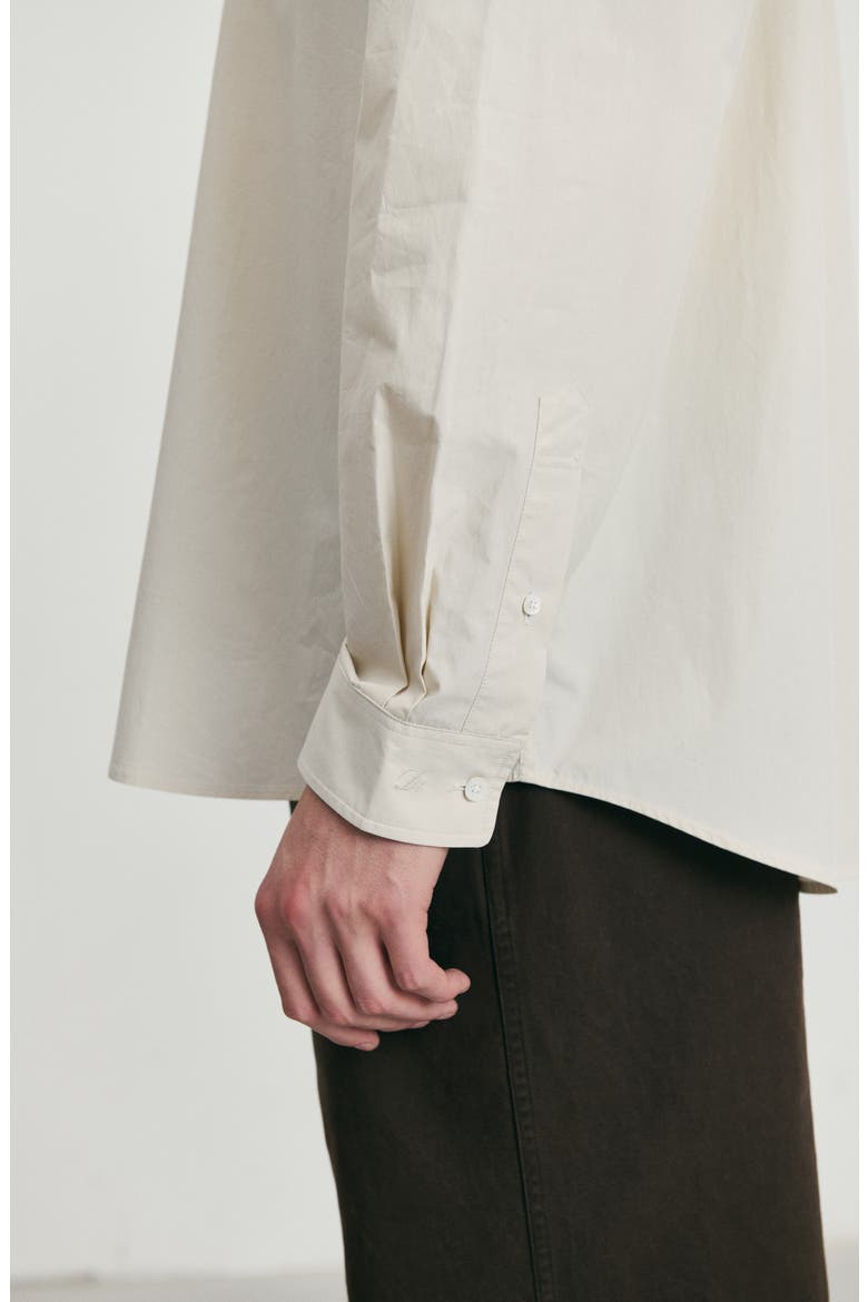 Oversize Cotton Button-Up Shirt, Alternate, color, BUTTER
