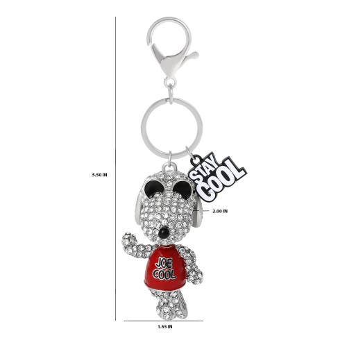Peanuts Snoopy 'joe Cool' Crystal Keychain With Stay Cool Tag, Silver‑tone In Metallic