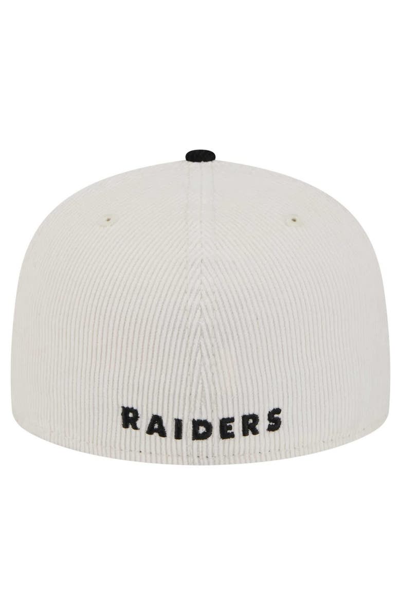 New Era Men's New Era Cream/Gray Las Vegas Raiders Throwback Corduroy 59FIFTY Fitted Hat, Alternate, color, Cream