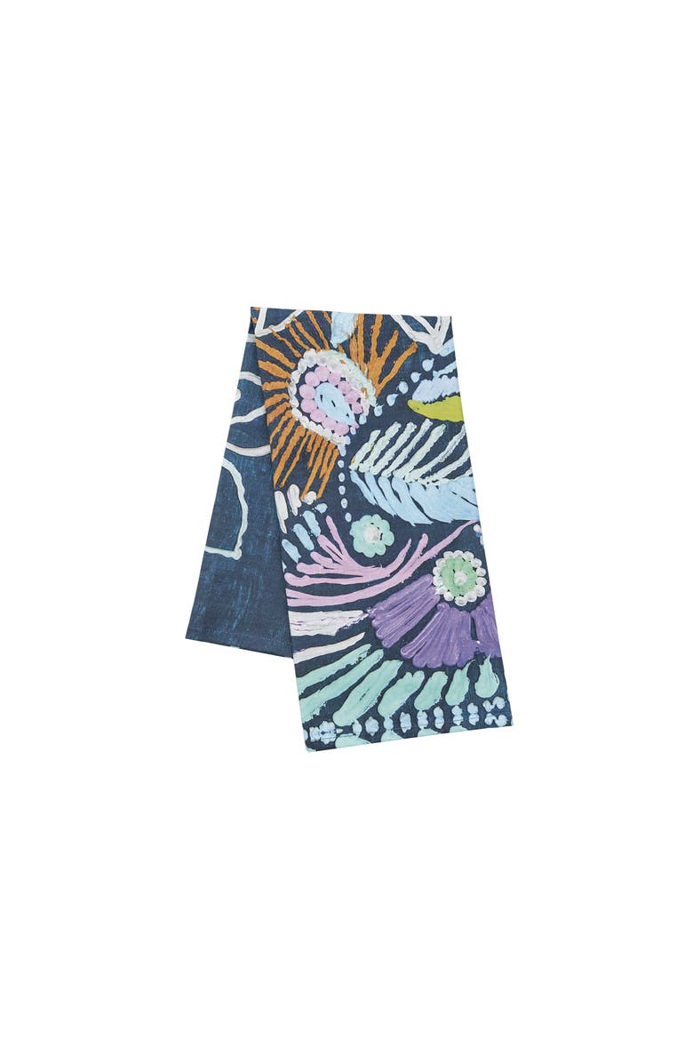 Abstract Floral Cotton Kitchen Dishtowel, Alternate, color, Blue