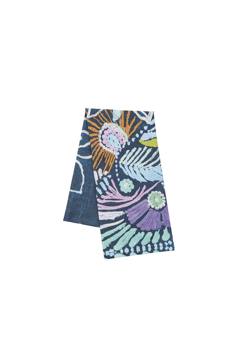 carol & frank Abstract Floral Cotton Kitchen Dishtowel, Alternate, color, Blue
