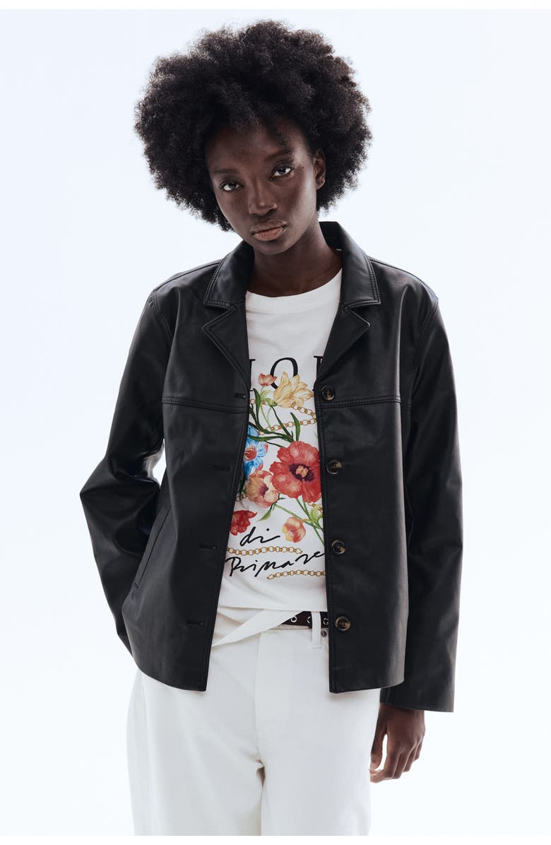 H&M Coated Jacket, Alternate, color, Black