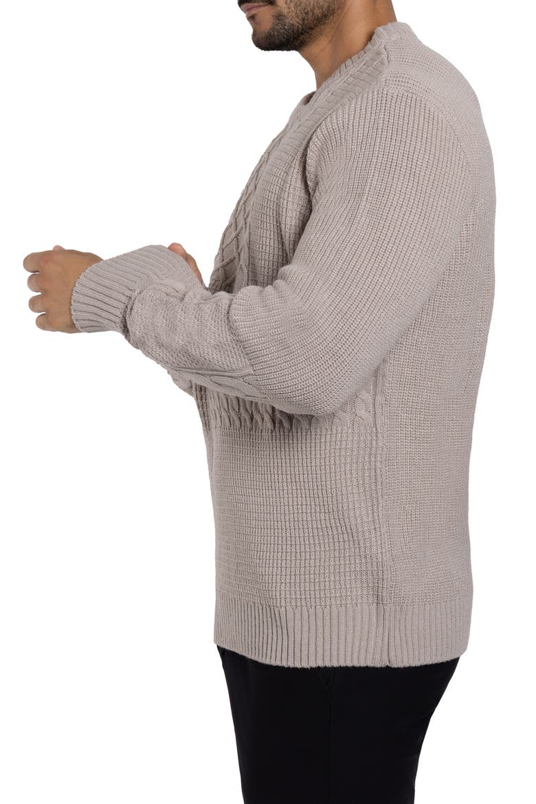 Mixed Knit Crewneck Pullover Sweater, Alternate, color, SAND