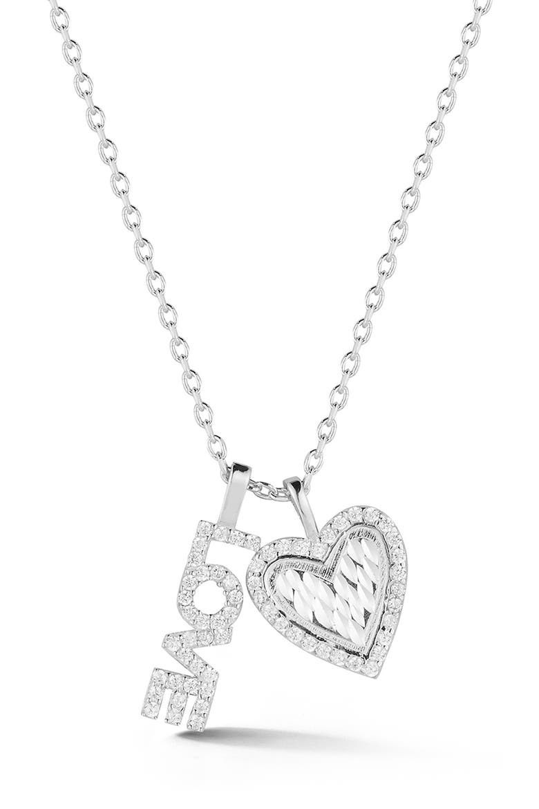 Sterling Silver CZ Love Necklace, Main, color, SILVER