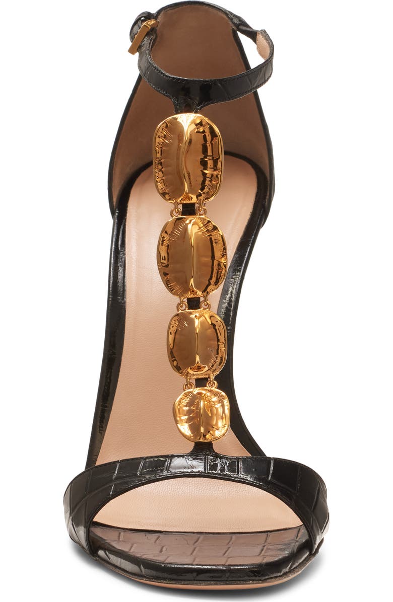 TOM FORD Titan Croc Embossed T-Strap Sandal, Alternate, color,