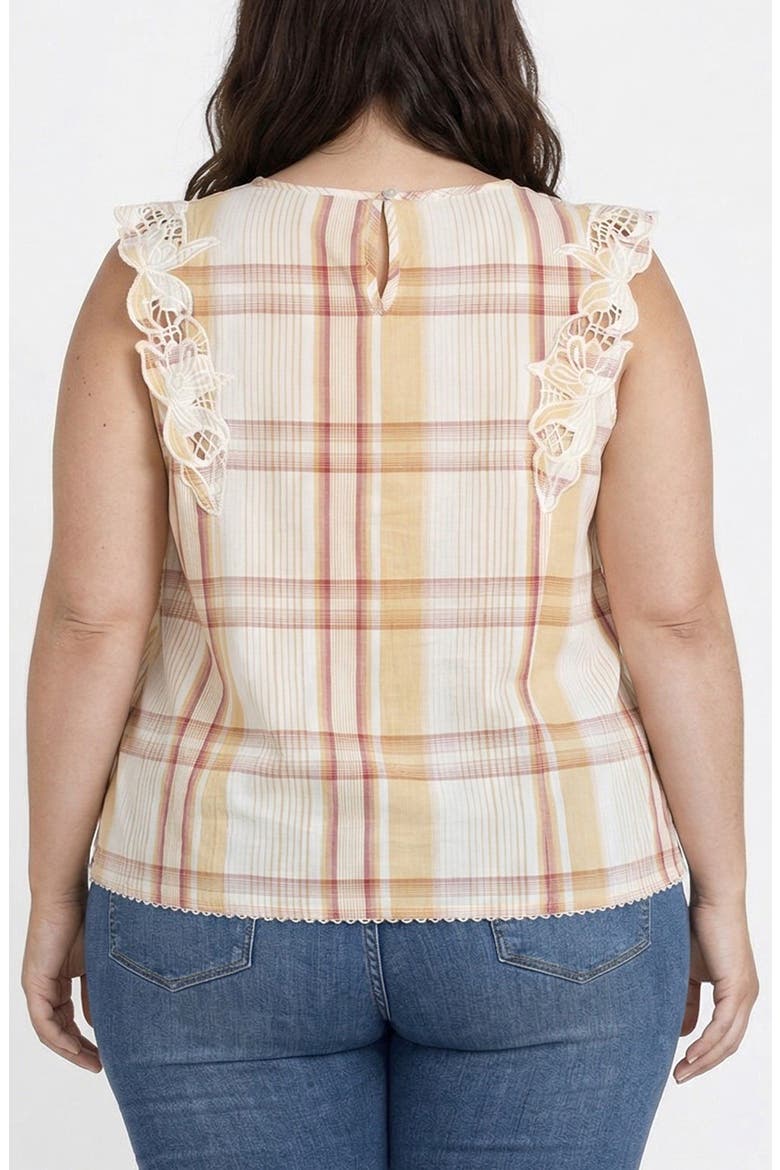 Embroidered Plaid Top, Alternate, color, GOLD MAUVE MLT