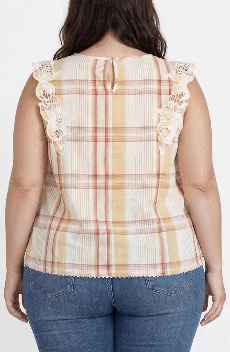 Liverpool Los Angeles Embroidered Plaid Top, Alternate, color, Gold Mauve Mlt