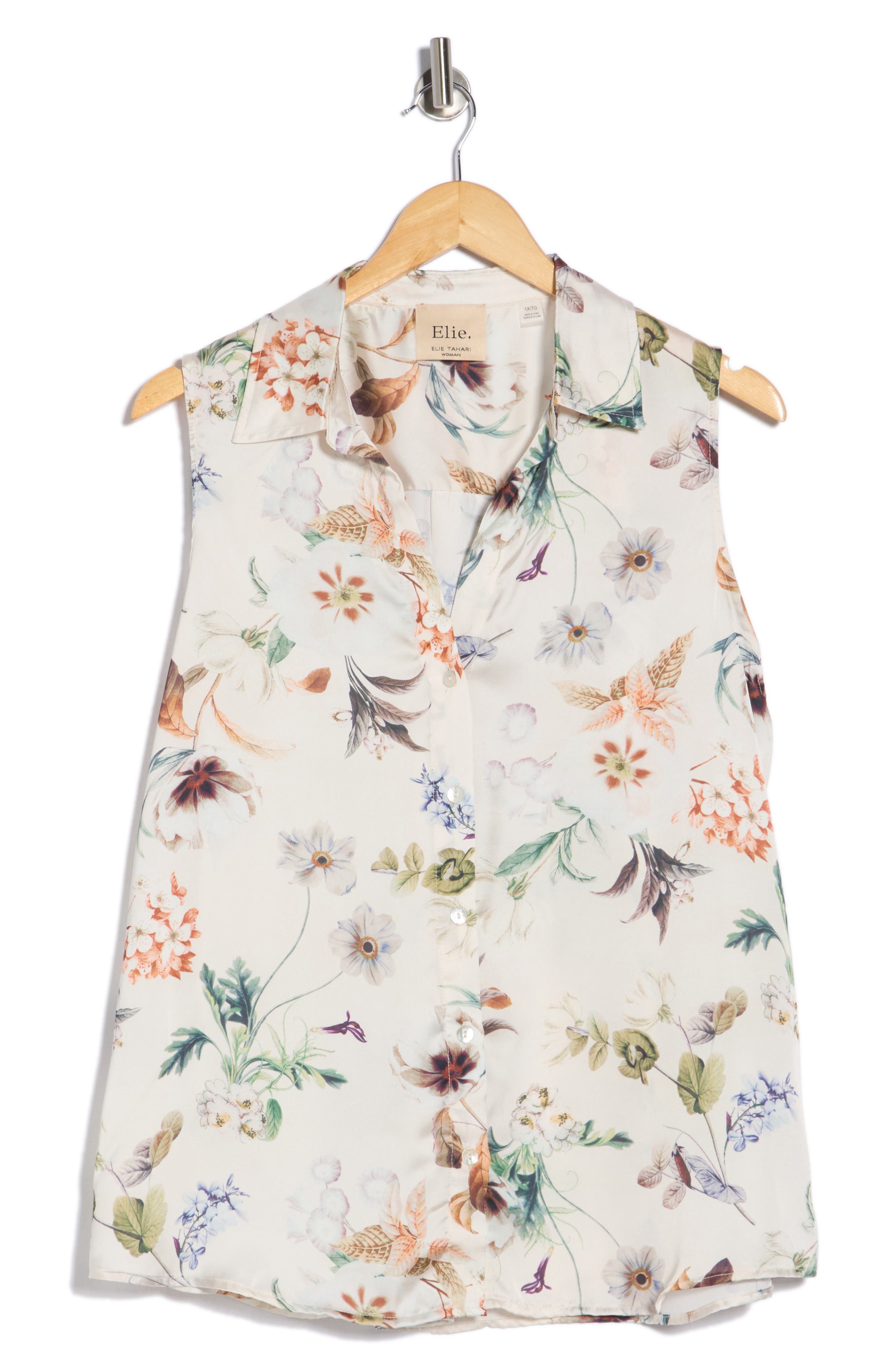 ELIE ELIE TAHARI Sleeveless Button-Up Top
