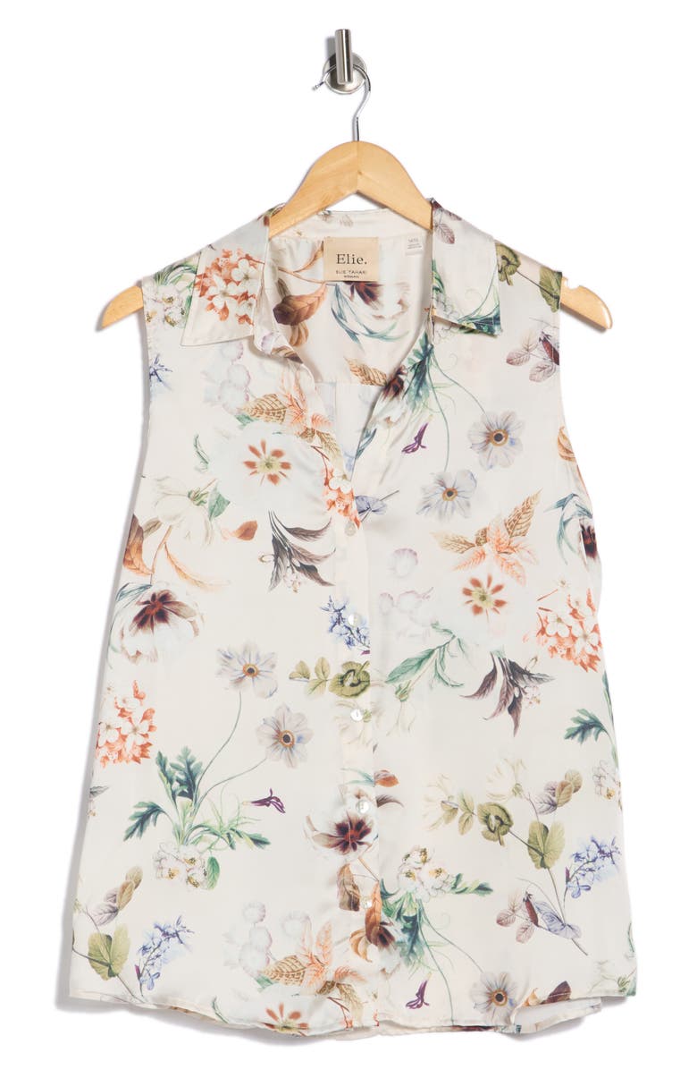 ELIE ELIE TAHARI Sleeveless Button-Up Top, Main, color, Botanical Fleur