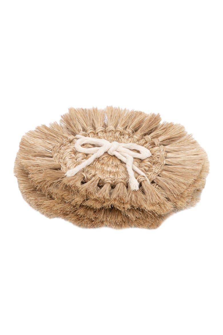 Fique Fringe Coasters Set of 4, Alternate, color, Natural