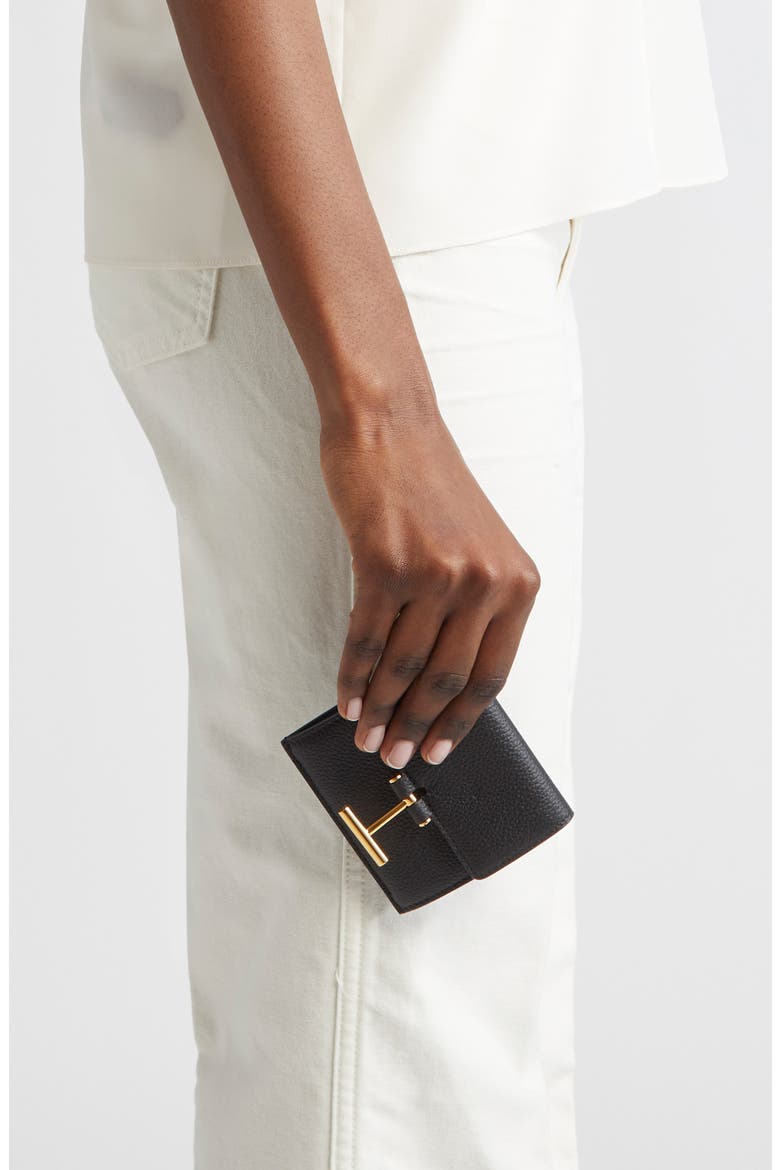 Tara Leather Card Wallet, Alternate, color, BLACK