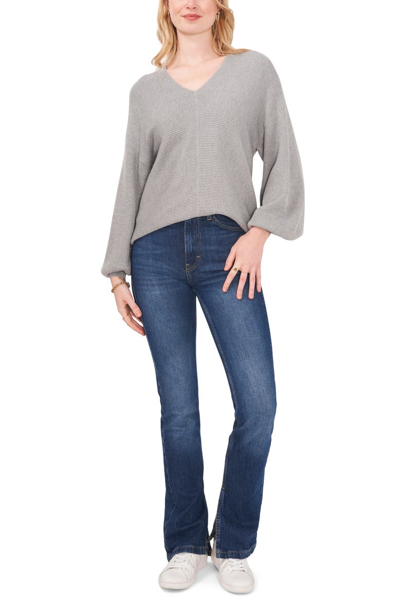 1.STATE Ribbed Balloon Sleeve Cotton Blend Sweater, Alternate, color,