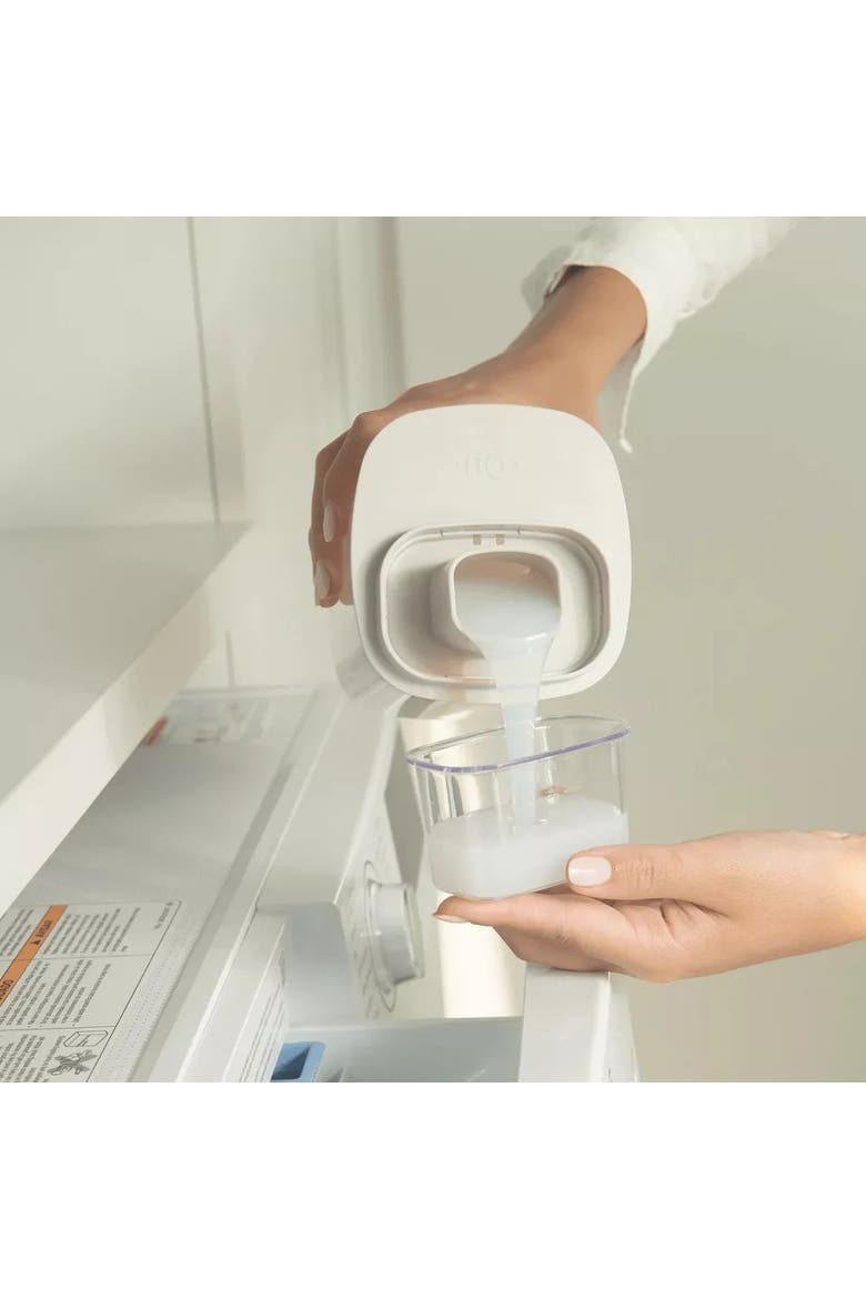 Versatile 34 oz Clear Airtight Laundry Detergent Dispenser with Measuring Cap, Alternate, color, Beige