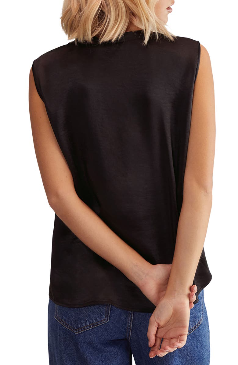 NASTY GAL Sleeveless Hammered Satin Top, Alternate, color, Black