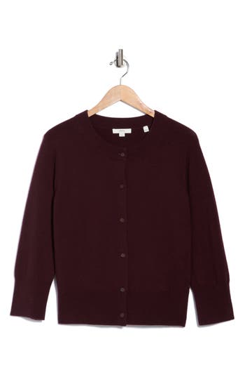 Vince Wool Blend Shrunken Cardigan In Brown