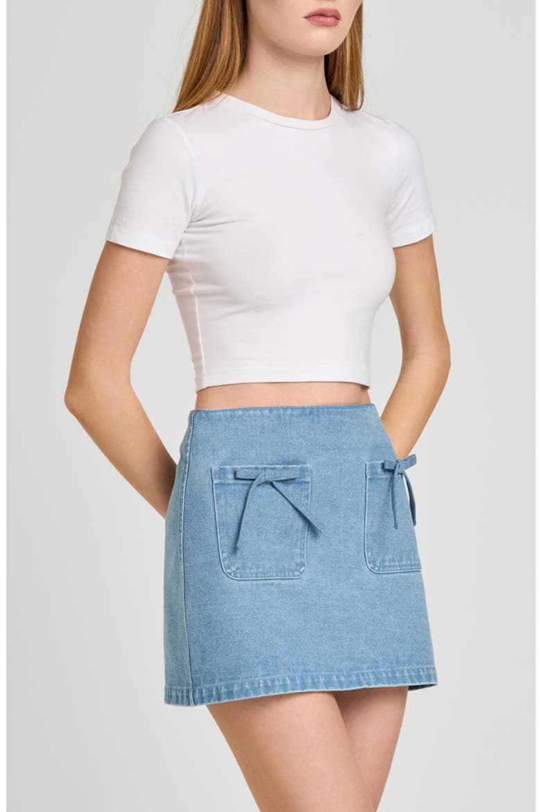 Dehlia Denim Miniskirt, Alternate, color, MEDIUM WASH