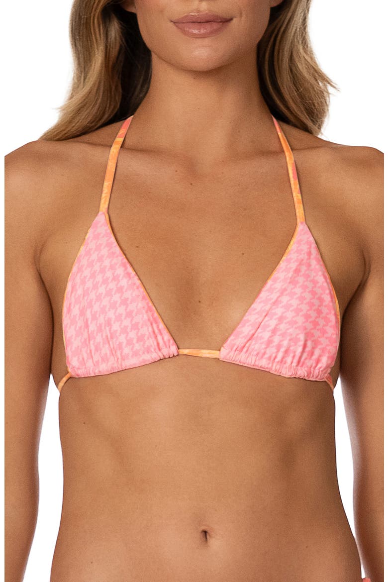 Dreamy Tropic Triangle Bikini Top, Alternate, color, PINK