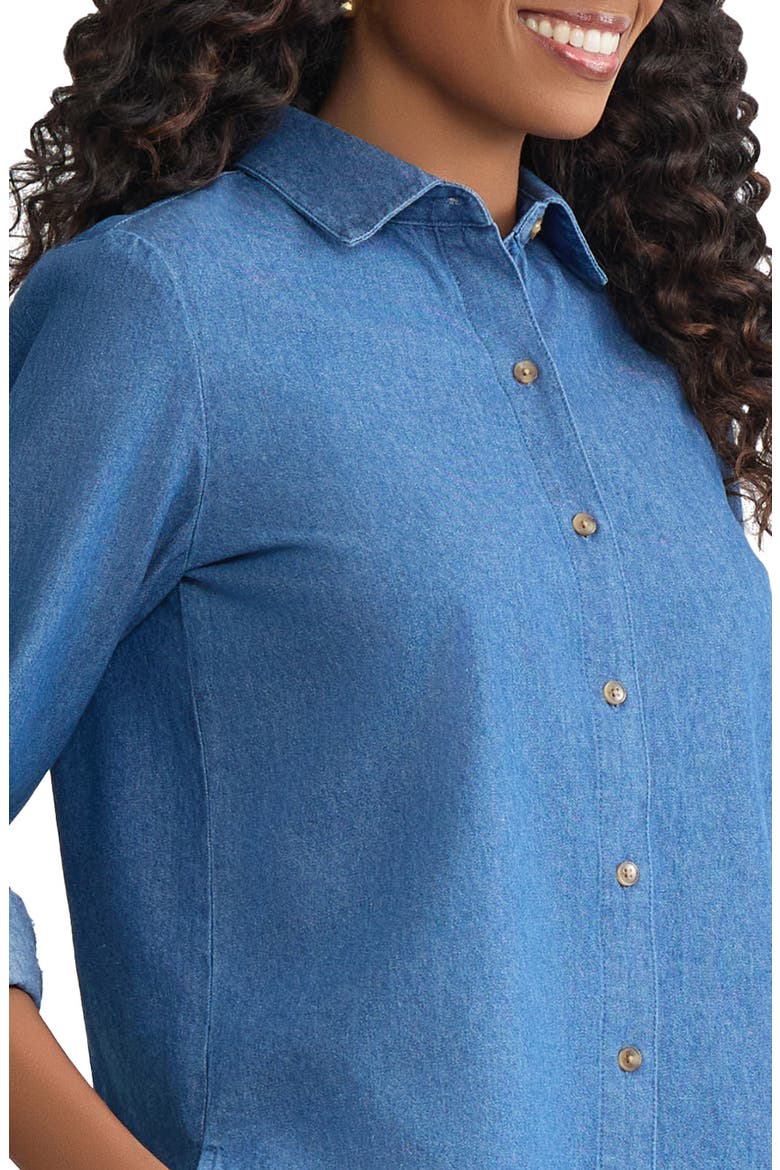 Boxy Denim Button-Up Shirt, Alternate, color, LIBRA WASH