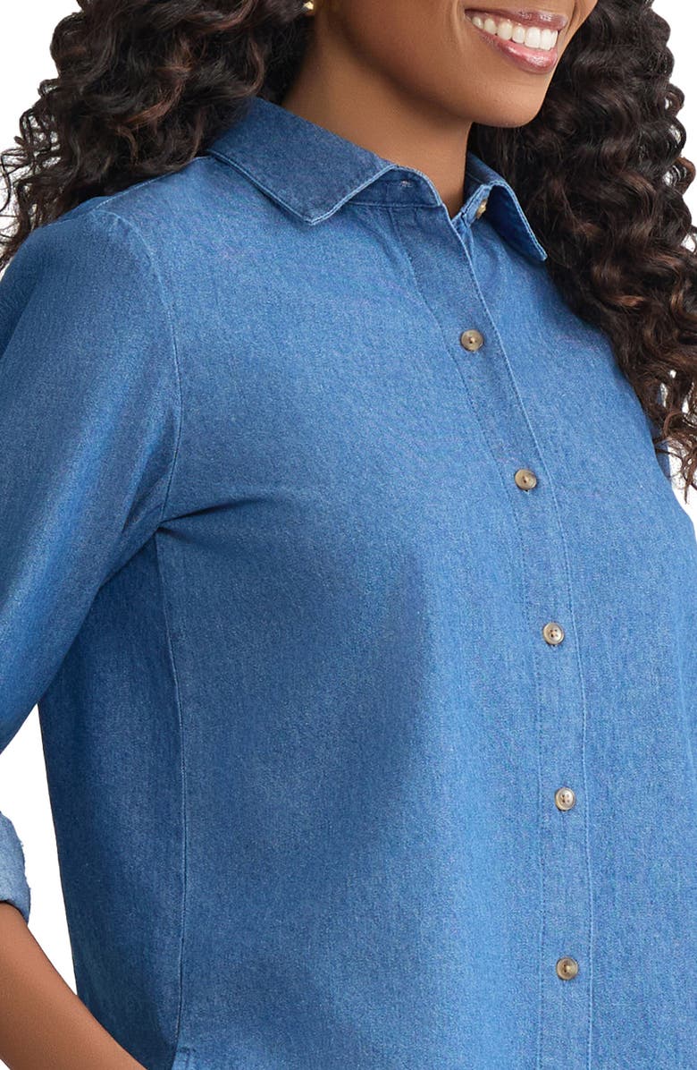 Jones New York Boxy Denim Button-Up Shirt, Alternate, color, 