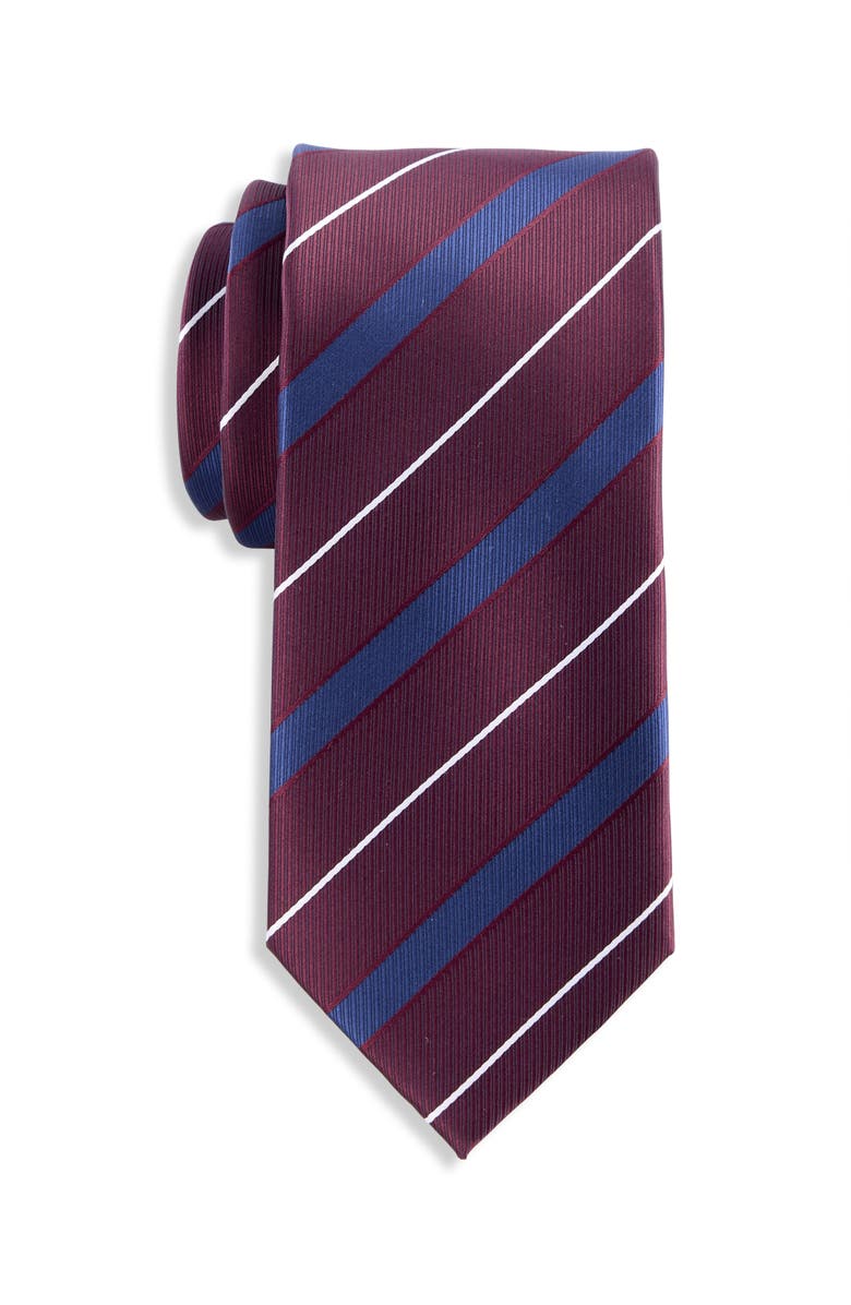 Oak Hill by DXL Textured Stripe Tie, Main, color, Burgundy
