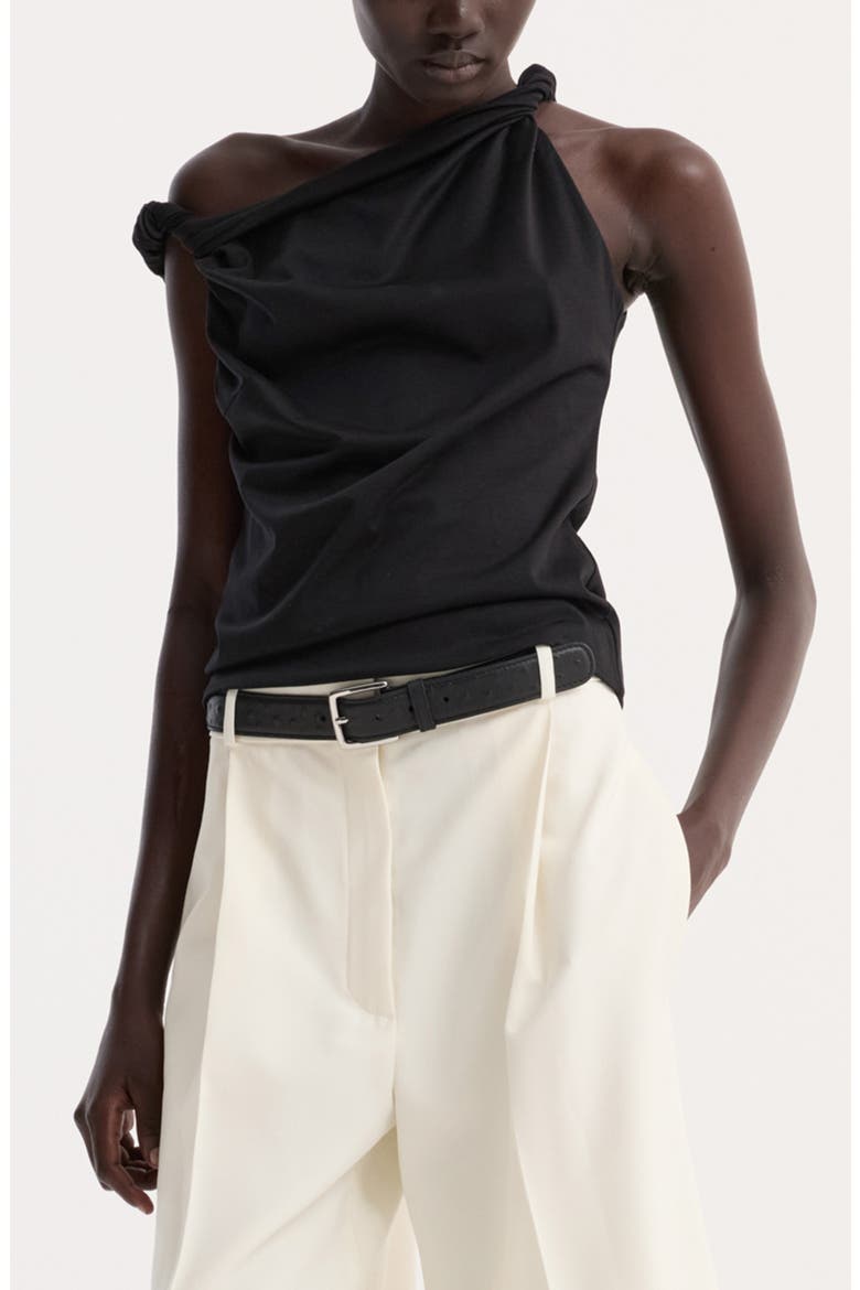 Sculptural Cotton, Modal & Silk Top, Main, color, BLACK