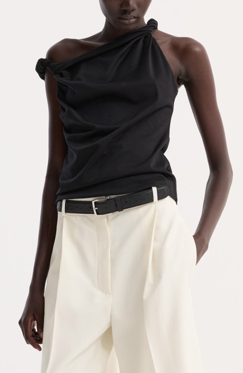 Róhe Sculptural Cotton, Modal & Silk Top, Main, color, Black