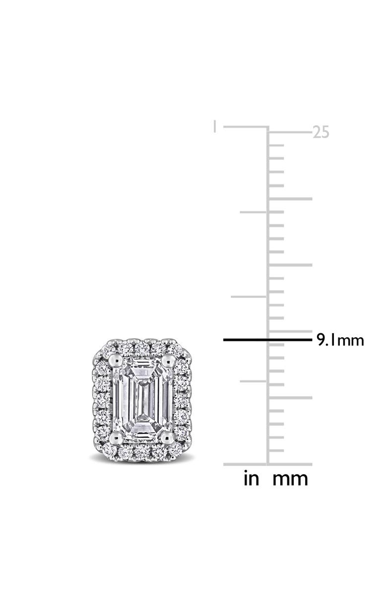 Created Forever Sterling Silver Emerald Cut Lab Grown Diamond Halo Stud Earrings, Alternate, color, White