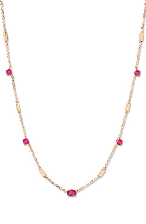 Brenna Birthstone Station Necklace